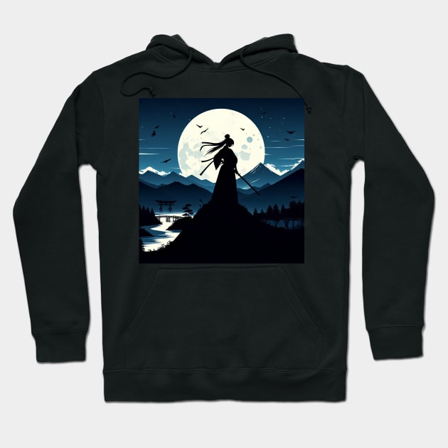 Samurai Silhouette #9 Hoodie by kreasioncom